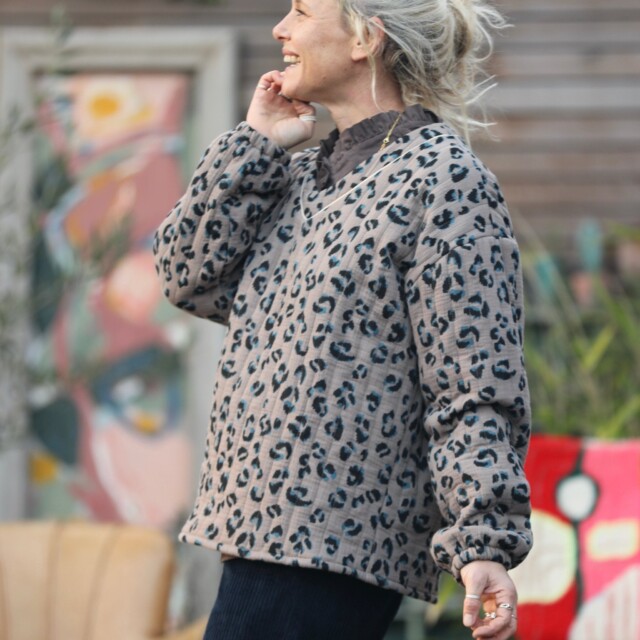 Quintessence - Sweat Gustave-  matelassé en double gaze de coton léo moka/canard