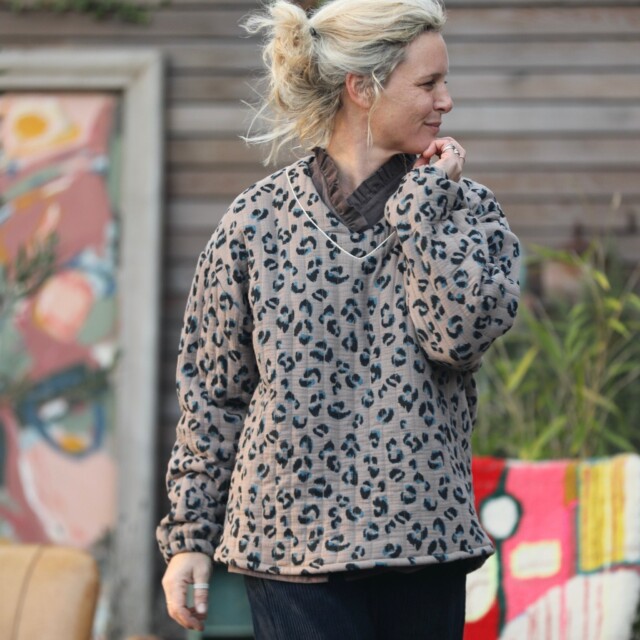 Quintessence - Sweat Gustave-  matelassé en double gaze de coton léo moka/canard