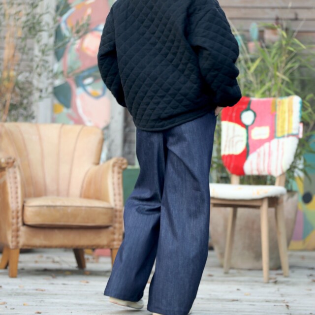 Quintessence - Sweat Gustave-  matelassé en double gaze de coton noire