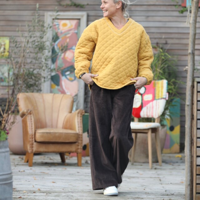 Quintessence - Sweat Gustave-  matelassé en double gaze de coton ocre