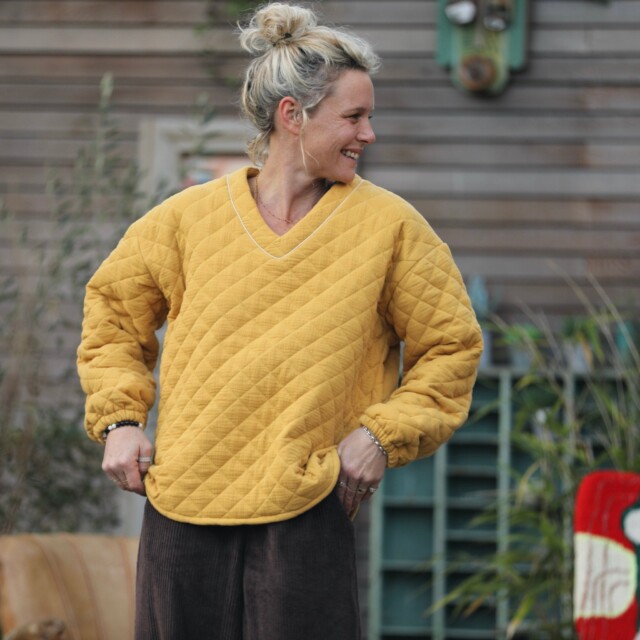 Quintessence - Sweat Gustave-  matelassé en double gaze de coton ocre