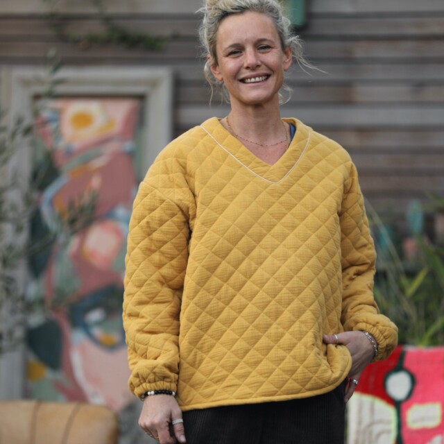 Quintessence - Sweat Gustave-  matelassé en double gaze de coton ocre