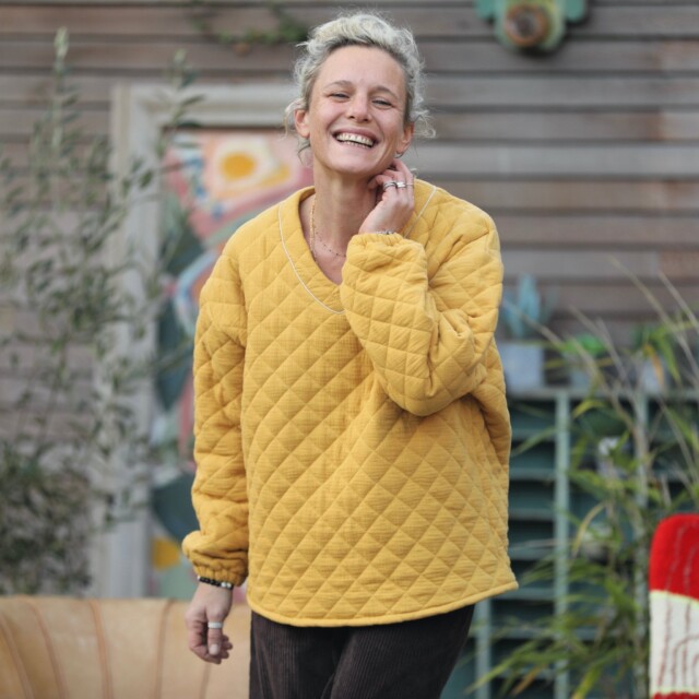 Quintessence - Sweat Gustave-  matelassé en double gaze de coton ocre