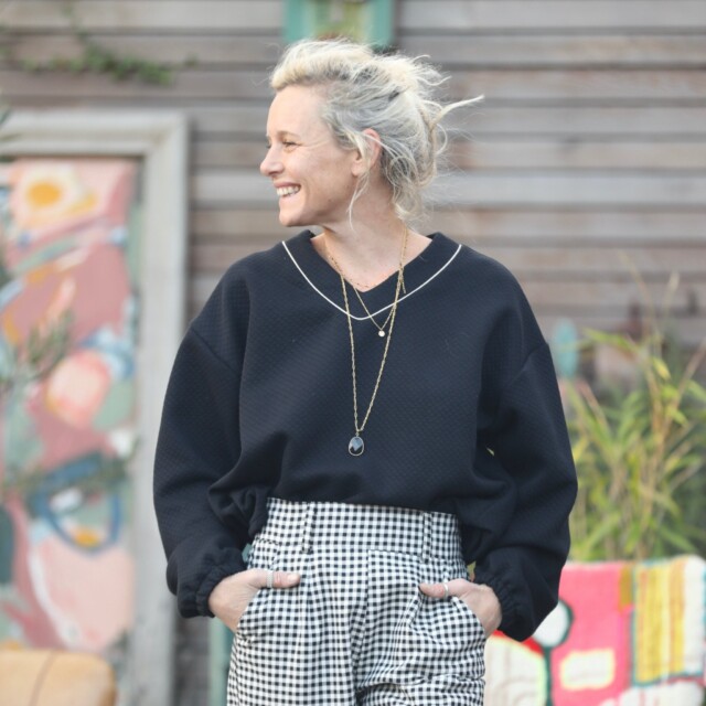 Quintessence - Sweat Gustave – molleton quadrillé noir