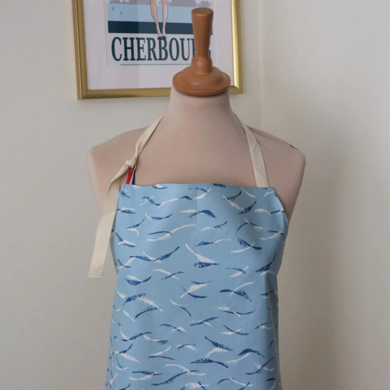 Fleur de Soleil - Tablier enduit Vagues bleues