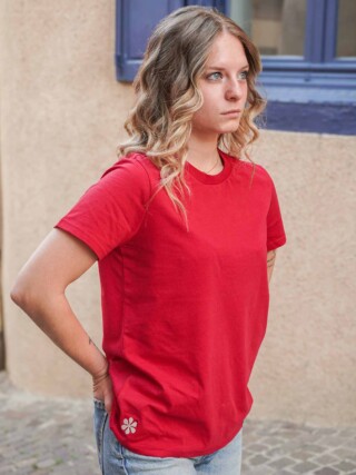 Maison Tricolore - Le Parfait T-Shirt Femme en Coton Bio  Rouge