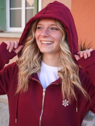 Maison Tricolore - La Veste Zippée Femme En Coton Bio  Bordeaux