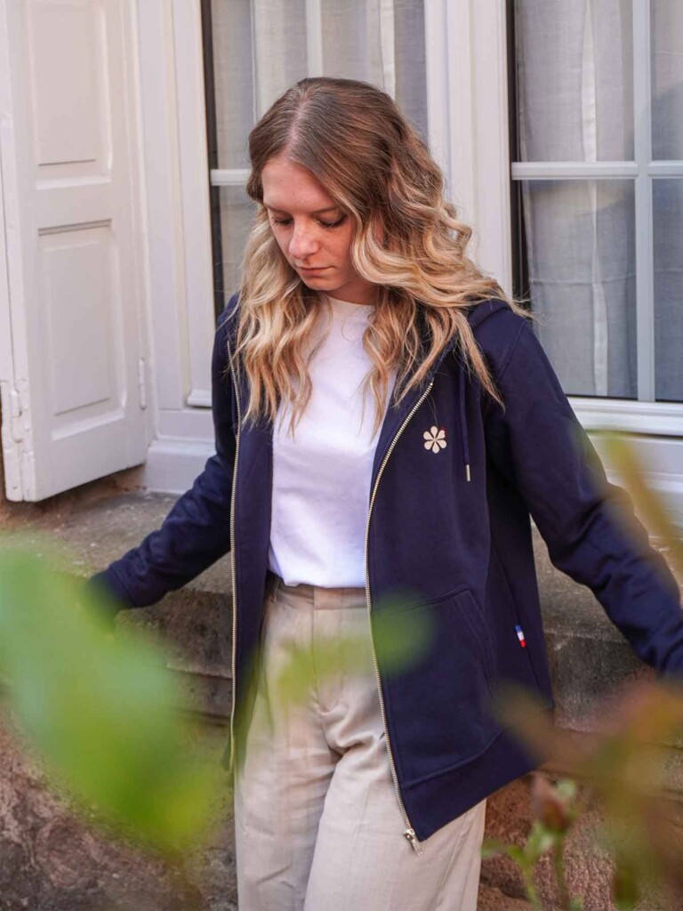 Maison Tricolore - La Veste Zippée Femme En Coton Bio - Marine