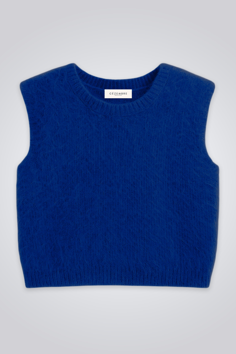 0007 royal Cézembre - Pull sans manches en alpaga - ROMY - Royal / XL