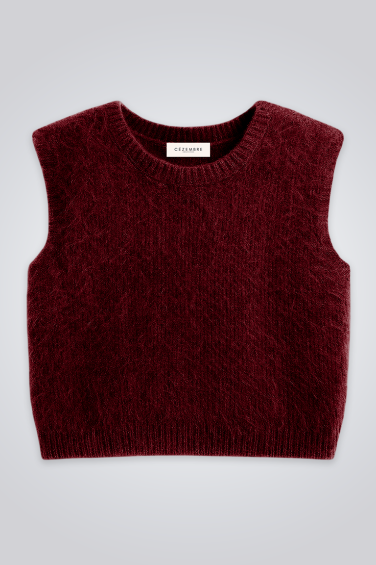 0009 prune Cézembre - Pull sans manches en alpaga - ROMY - Prune / XL