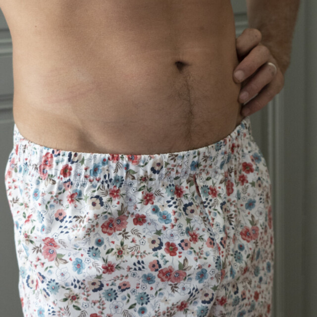 Fleurs Pois & Cie - Caleçon coupe anglaise 100% coton made in France - Rouge/Ivoire/Bleu/Rose/Blanc/Noir