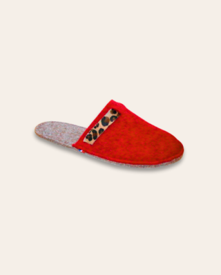 Couleur Tong - Chaussons Laine sans semelle COCON Rouge