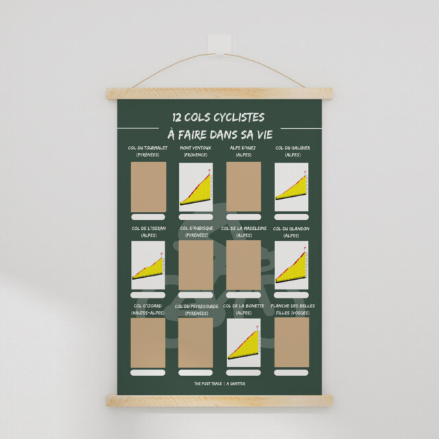 The Post Trace - Carte à Gratter Profils des 12 Cols cyclistes à faire dans sa vie