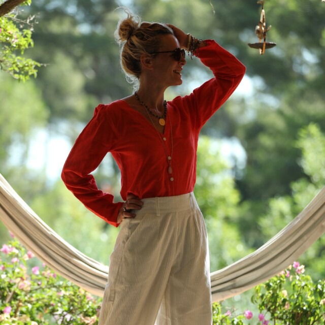 Quintessence - Pantalon Tom - velours de coton côtelé blanc cassé