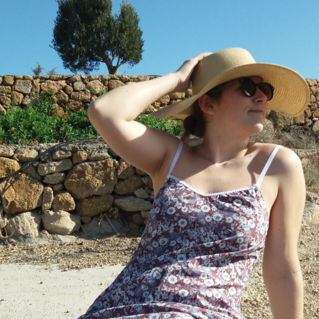 Fleurs Pois & Cie - Nuisette femme ou petite robe 100% coton - Bleu/Blanc/Marron