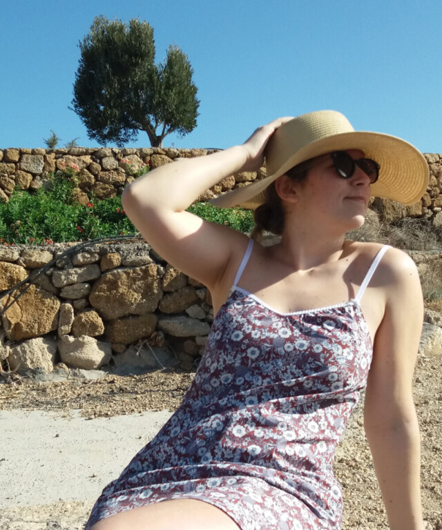 Fleurs Pois & Cie - Nuisette femme ou petite robe 100% coton - Bleu/Blanc/Marron