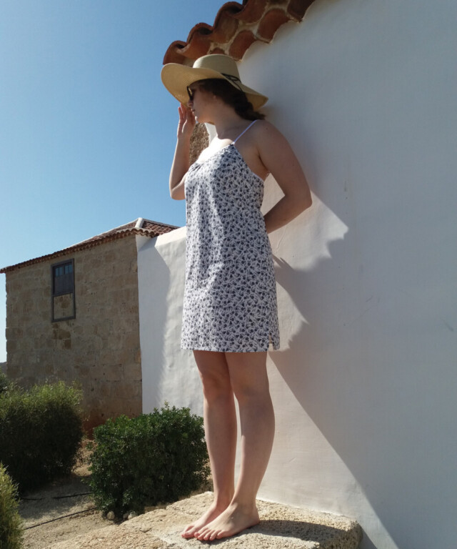 Fleurs Pois & Cie - Nuisette femme ou petite robe 100% coton - Bleu/Blanc