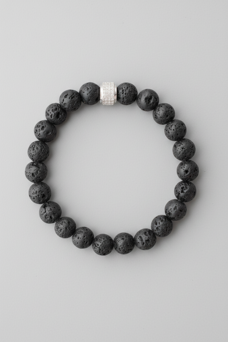 NEIJE - Bracelet Achille Pierre de Lave Or Blanc