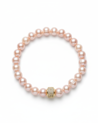 NEIJE - Bracelet Perles deau douce Roses et Or Jaune