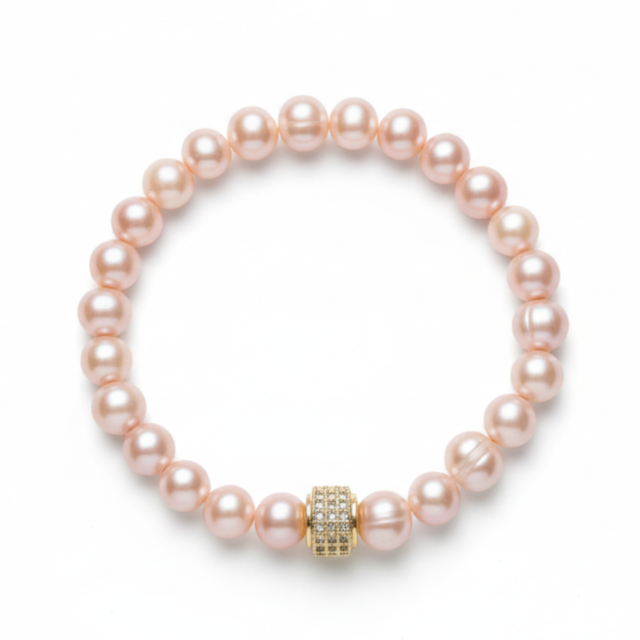 NEIJE - La Parure Parfaite Collier & Bracelet Perles de Culture Roses – 50 cm + extension de 5 cm / L (poignet de 17 à 19 cm)