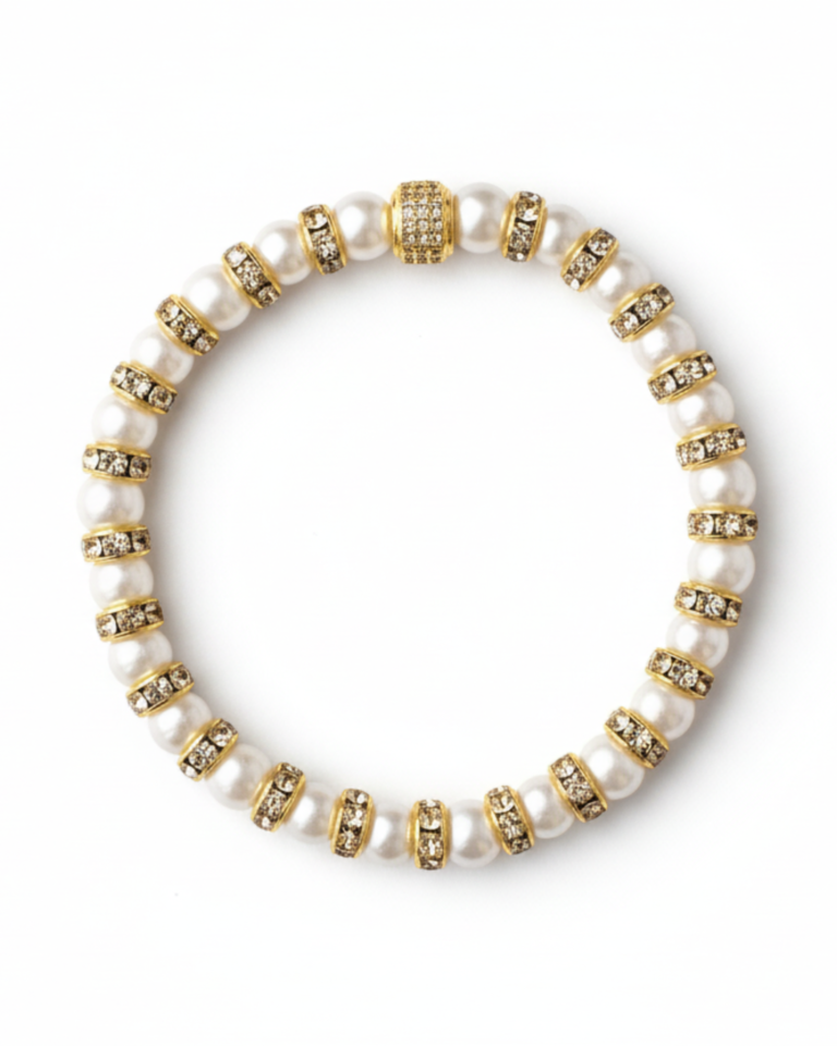 Bracelet perles de culture et plaque or NEIJE - Parure Madame Bovary Collier + Bracelet Perles de Culture Blanches