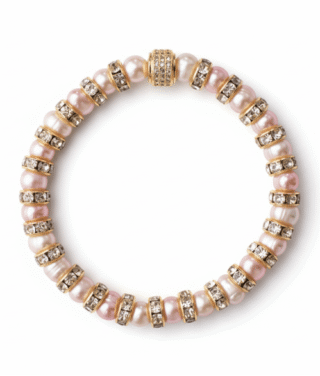 Bracelet Madame Bovary Perles de Culture Roses avec Diamants par la marque NEIJE NEIJE - Bracelet Madame Bovary Perles de Culture Roses avec Diamants