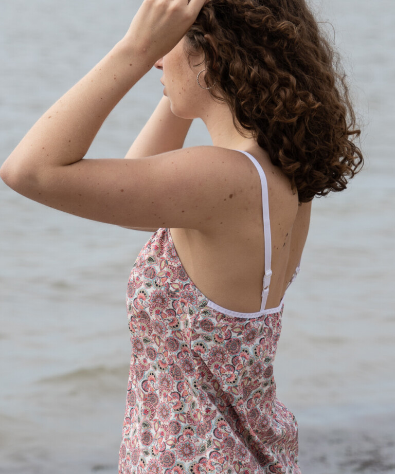 Fleurs Pois & Cie - Nuisette femme ou petite robe 100% coton - Rose