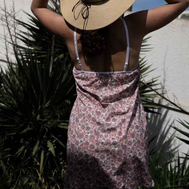 Fleurs Pois & Cie - Nuisette femme ou petite robe 100% coton - Rose