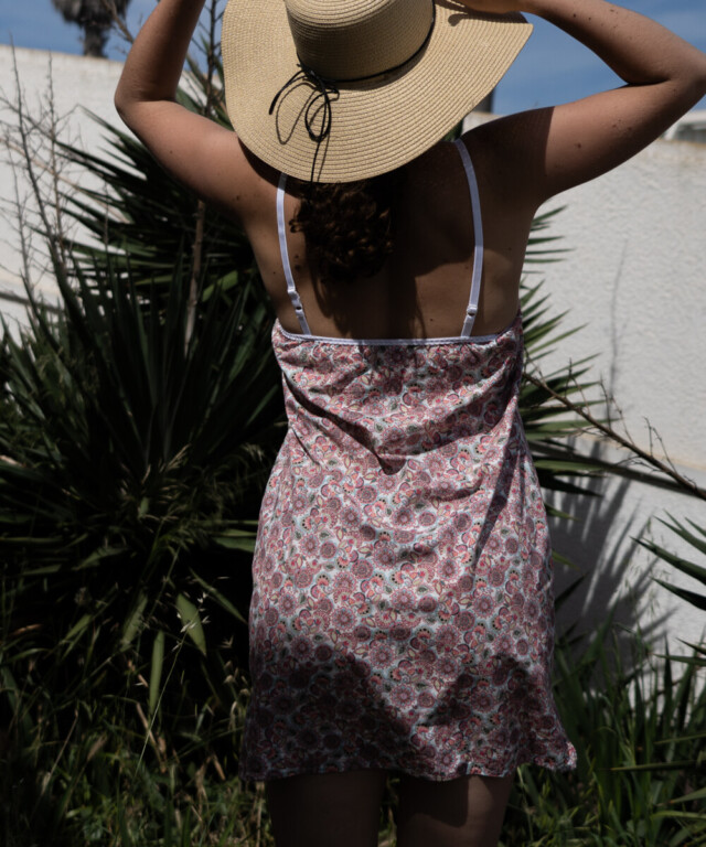 Fleurs Pois & Cie - Nuisette femme ou petite robe 100% coton - Rose