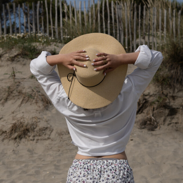 Fleurs Pois & Cie - Shorty 100% coton made in France - Bleu/Violet/Blanc