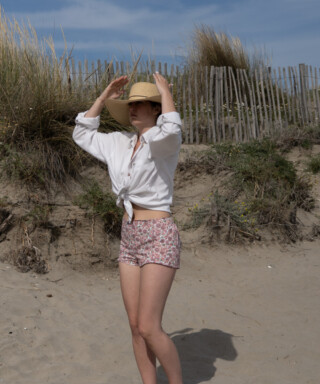 Shorty 100% coton made in France – Rose par la marque Fleurs Pois et Cie Fleurs Pois et Cie - Shorty 100% coton made in France – Rose