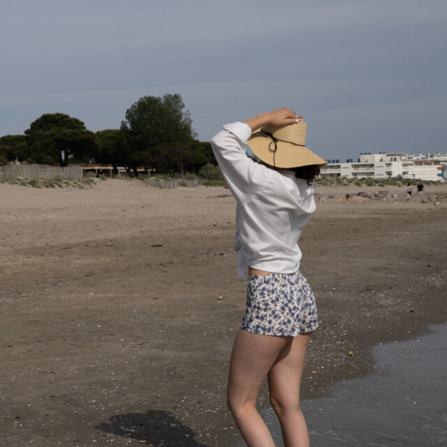 Fleurs Pois & Cie - Shorty 100% coton made in France - Bleu/Blanc