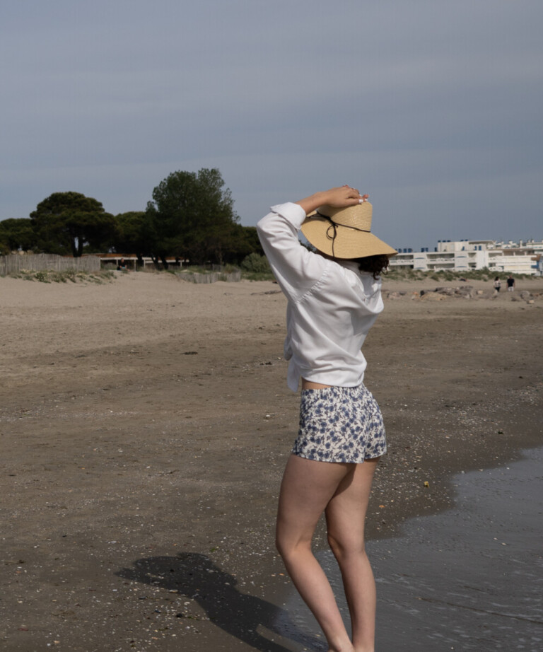Fleurs Pois & Cie - Shorty 100% coton made in France - Bleu/Blanc