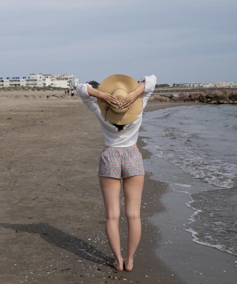 Fleurs Pois & Cie - Shorty 100% coton made in France - Rose/vert clair