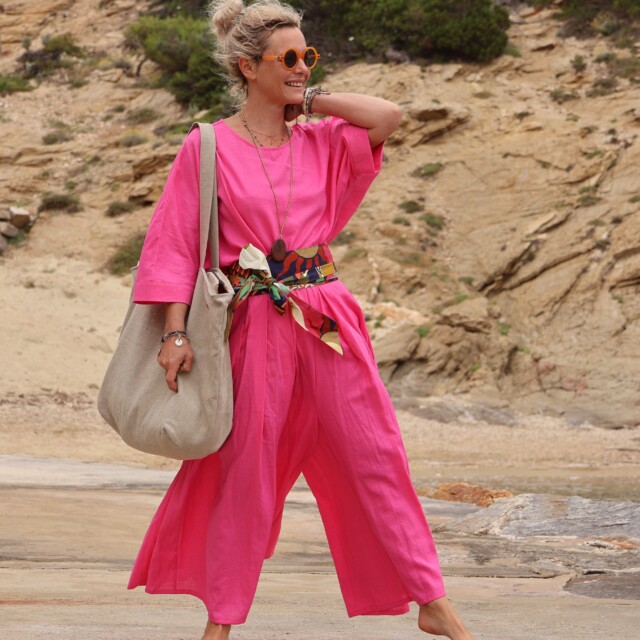 Quintessence - Sac Alfred en lin naturel - doublure en lin orange