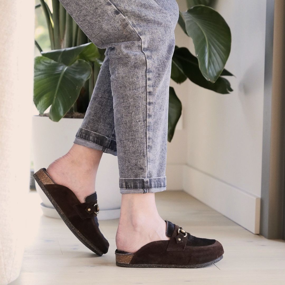 LEODIE 492 BI PDP 030 VELOURS CHOCO POILS MARRON PDP MOUTON MARRON 4 V2 Bosabo - Sabot Léodie