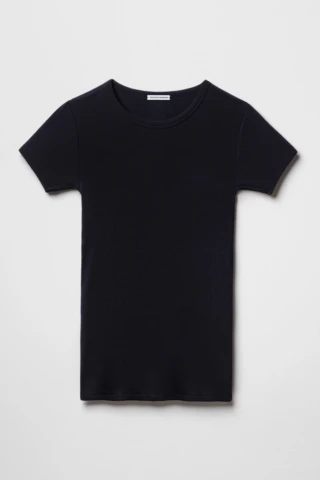 Tricots Marcel - Maillot de Corps Femme Bleu Marine en Coton Pima Côtelé