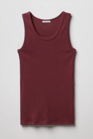 Tricots Marcel - Débardeur Homme Bordeaux en Coton Pima Côtelé