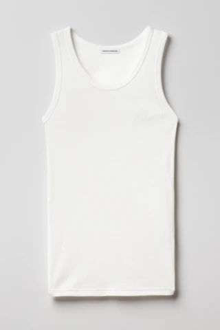 Tricots Marcel - Débardeur Homme Ecru en Coton Pima Côtelé
