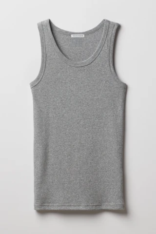 Débardeur Femme Gris Chiné en Coton Pima Côtelé par la marque Tricots Marcel Tricots Marcel - Débardeur Femme Gris Chiné en Coton Pima Côtelé