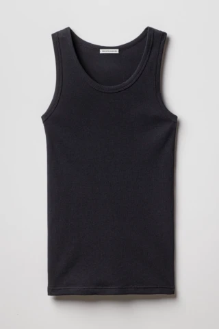 Tricots Marcel - Débardeur Homme Noir Charbon en Coton Pima Côtelé
