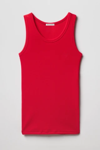 Débardeur Rouge en Coton Pima Côtelé par la marque Tricots Marcel Tricots Marcel - Débardeur Rouge en Coton Pima Côtelé