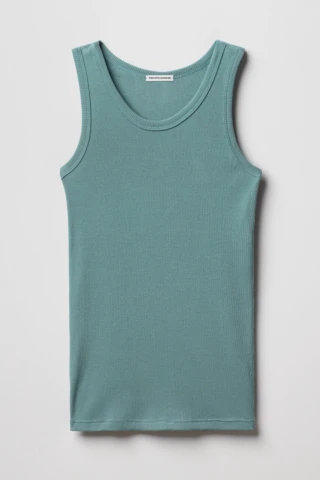 Tricots Marcel - Débardeur Femme Vert Lagon en Coton Pima Côtelé