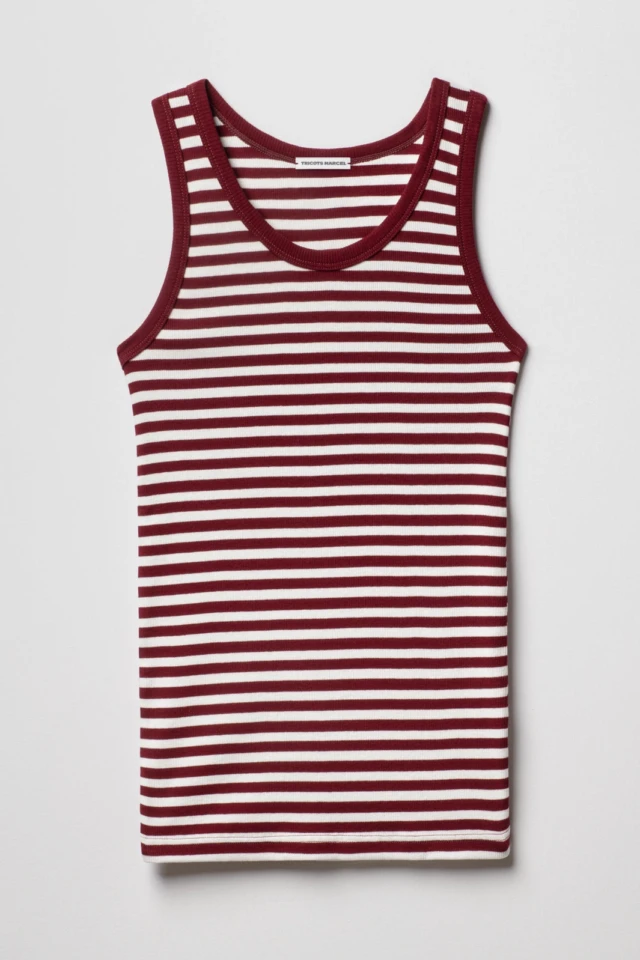 Débardeur Femme Marcel Marinière – Bordeaux Ecru par la marque Tricots Marcel Tricots Marcel - Débardeur Femme Marcel Marinière – Bordeaux Ecru