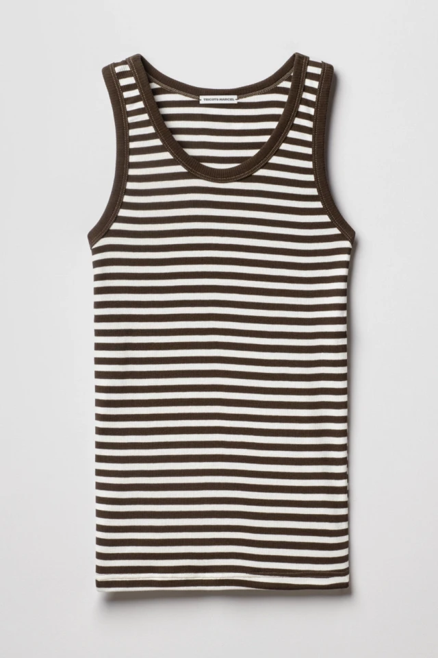 Tricots Marcel - Débardeur Homme Marcel Marinière – Kaki Ecru