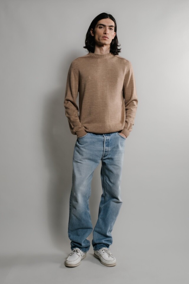 Nitto Knitwear - Pull Aris Col Rond - Camel