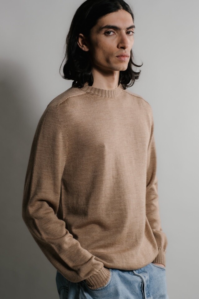 Nitto Knitwear - Pull Aris Col Rond - Camel
