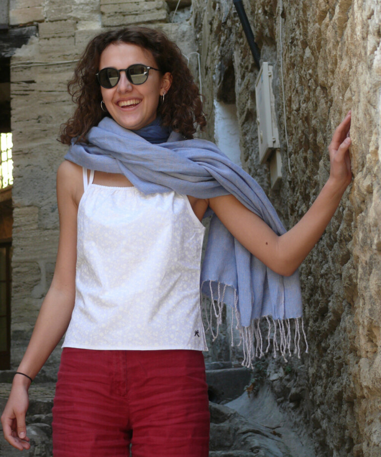 Fleurs Pois & Cie - Caraco femme 100% coton bio de fabrication française - Blanc