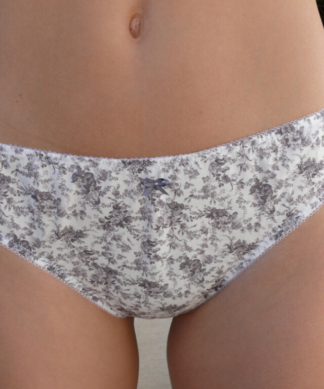 Fleurs Pois et Cie - Culotte 100% coton made in France – Blanc/Gris