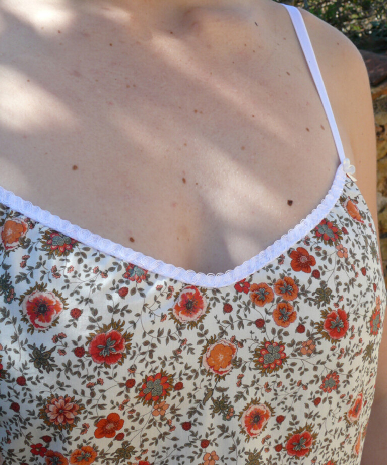 Fleurs Pois & Cie - Nuisette femme ou petite robe 100% coton - Rouge/Orange